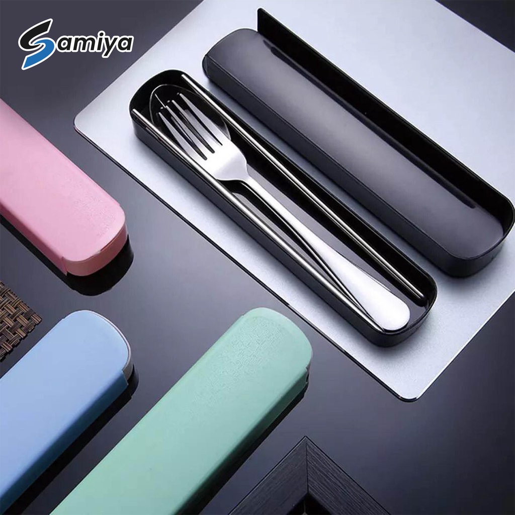 Sendok garpu sumpit portable travel (TERIMA CUSTOM NAMA dan LOGO ) / sendok garpu sumpit stainless set / cutlery set