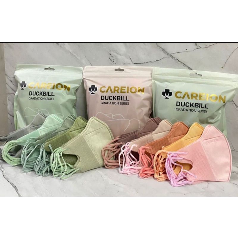 Masker Duckbill 3ply Careion Gradasi Gradation Series Embos Isi 50 50pcs Warna Colour Pastel Pouch