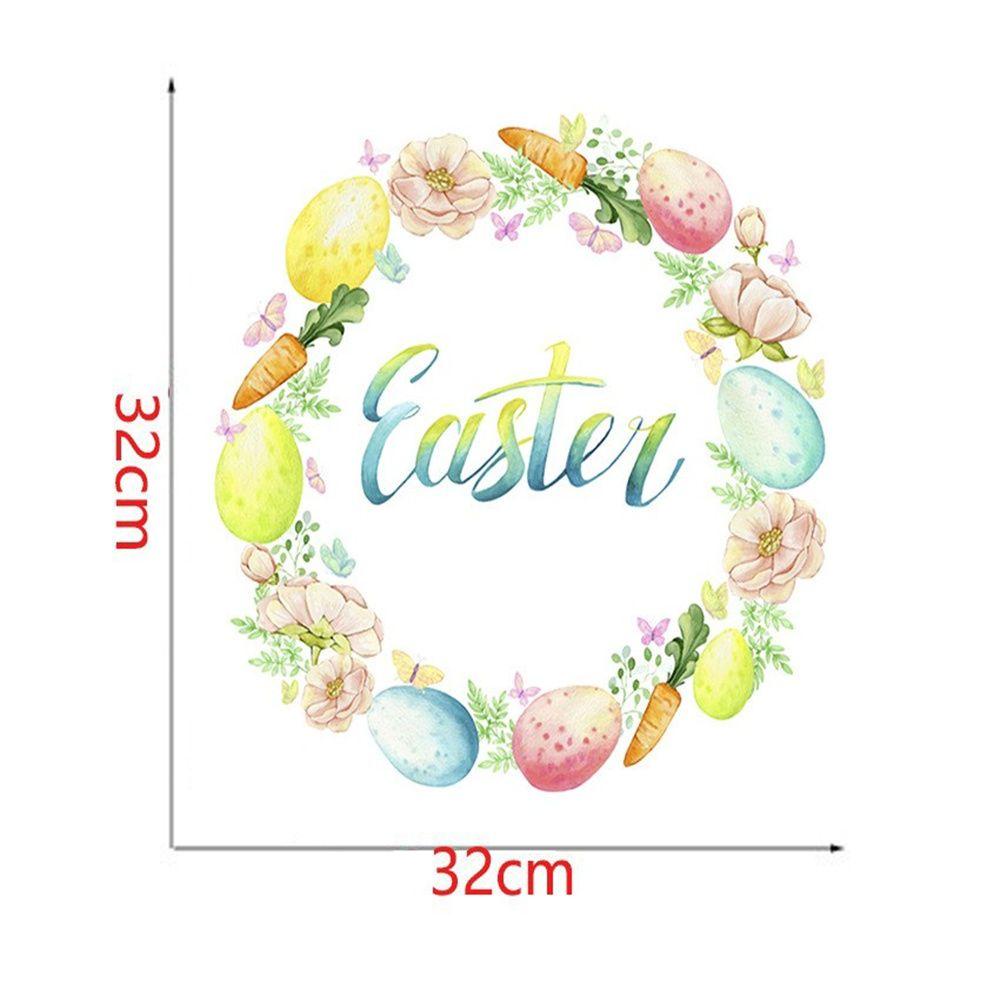 R-bunga Paskah Stiker Dinding Pesta Dekorasi Rumah Telur Kelinci Happy Easter Self Adhesive Door Sticker