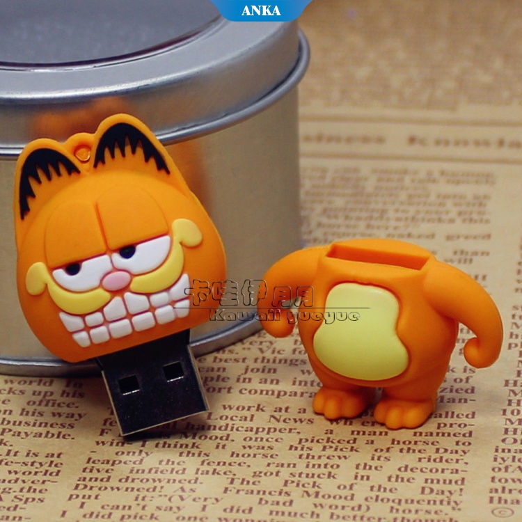 Kartun Kreatif Kepribadian Boneka Garfield U Disk 8 GB/16 GB Lucu Gantungan Kunci Ponsel Komputer Penggunaan Ganda