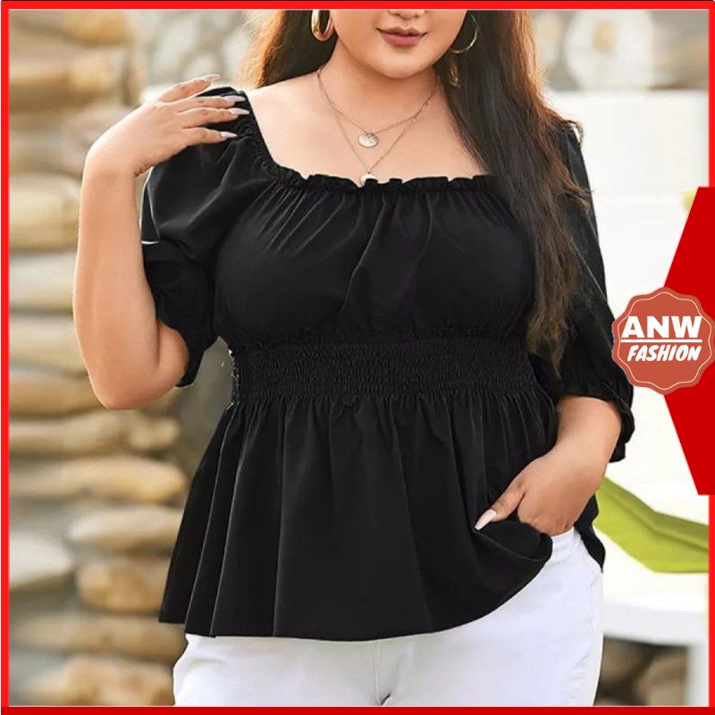 KEIKO BAJU SABRINA JUMBO KOREAN STYLE BAJU ATASAN WANITA BIG SIZE / BAJU KOREA / BIG SIZE DRESS / BI