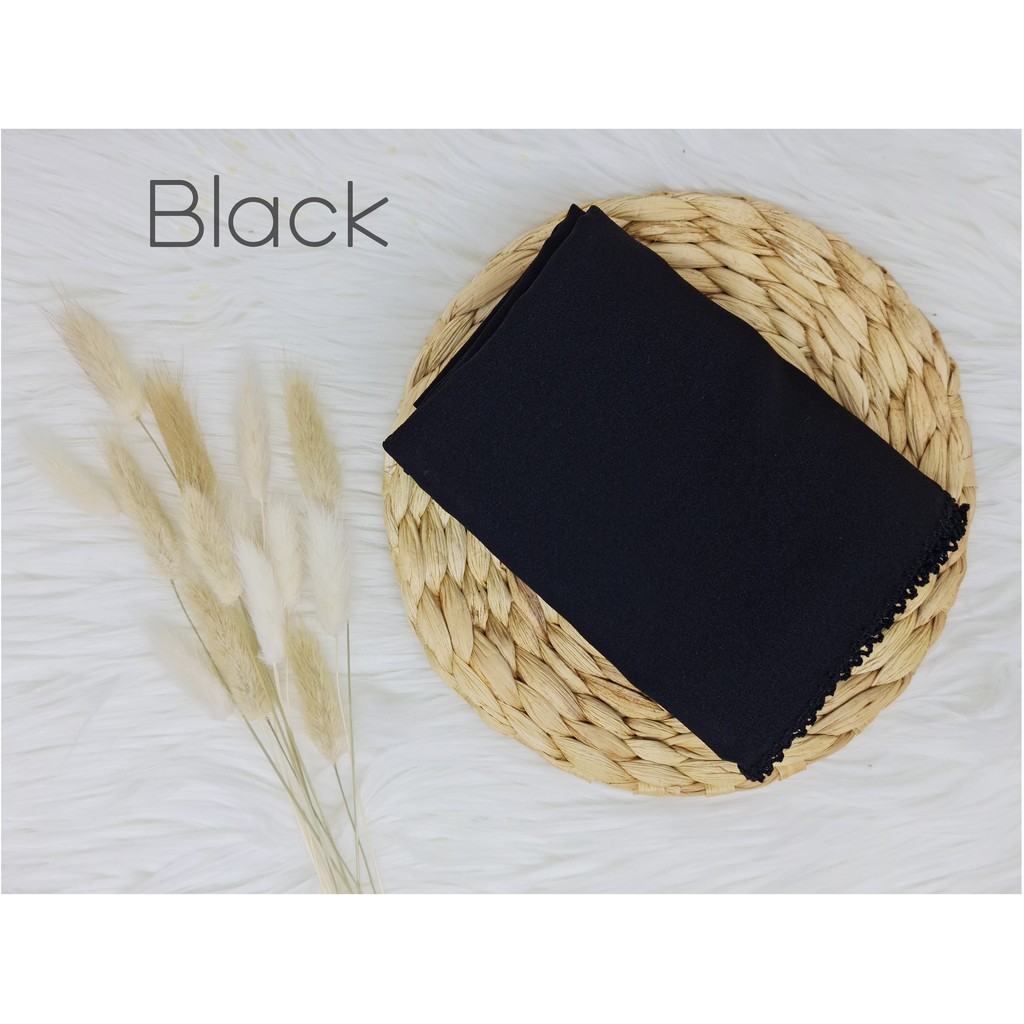 Pashmina Picot Crochet Diamond Stretch-Black