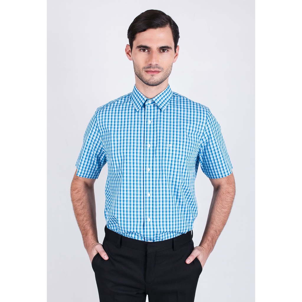 Kemeja Formal - Kemeja Pria - Lengan Pendek - Motif Kotak - Biru Putih - FSH.650.G242.543.C S/S - Fr