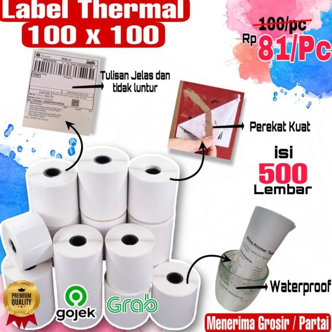 

(BISA COD) Label Thermal /Printer label /stiker barcode ukuran 100x100 isi 500 Pc BERMUTU Kode 874