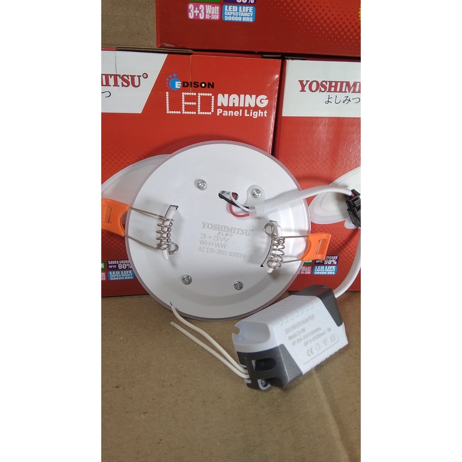 Downlight LED / Lampu Panel Light YOSHIMITSU 3 + 3 Watt ( Putih + Warmwhite )