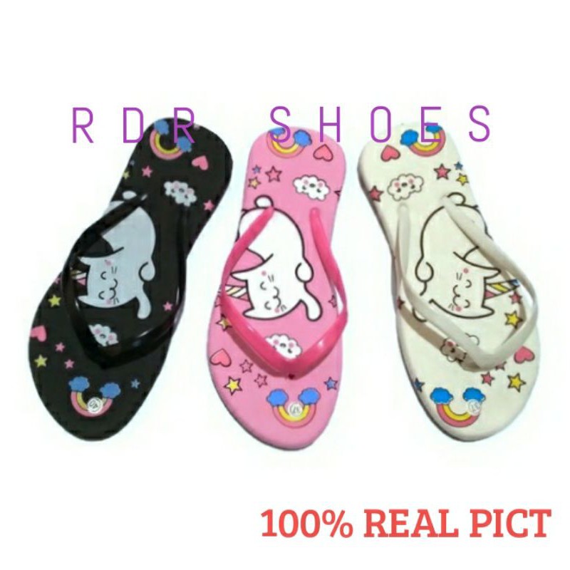 RDR SHOES sandal pelangi kucing lucu jepit wanita