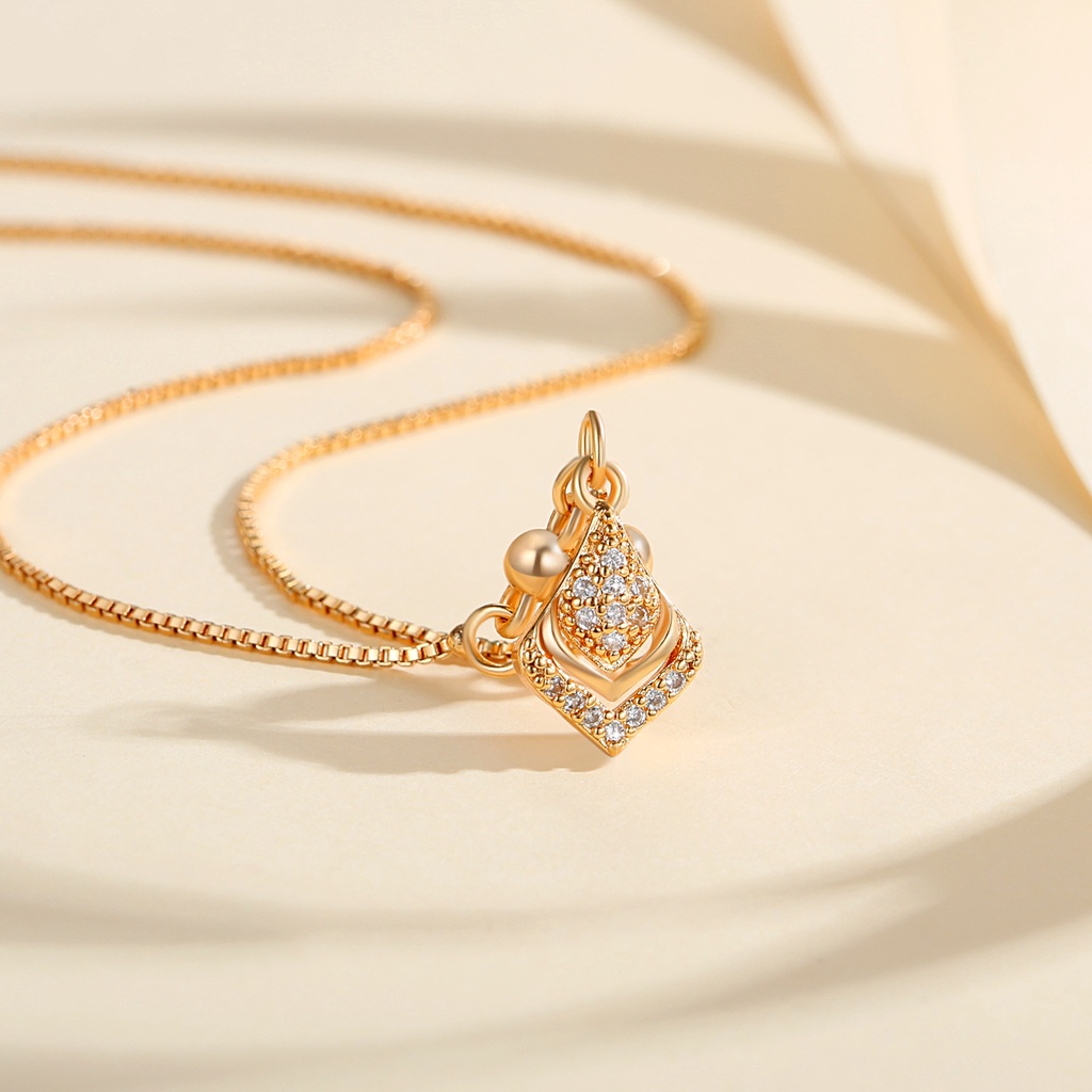 Y623 【COD】 Kalung Kristal Wanita Gold Titanium Steel Lapis Emas Anti Karat Korea Import