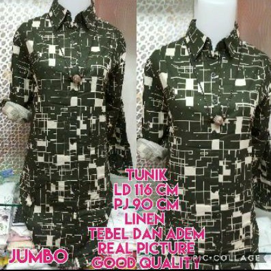 TUNIK GREEN SHEILA JUMBO KATUN LINEN