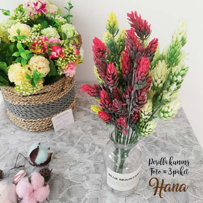 Bunga plastik dekorasi/rumput plastik banan ringbox/ daun plastik