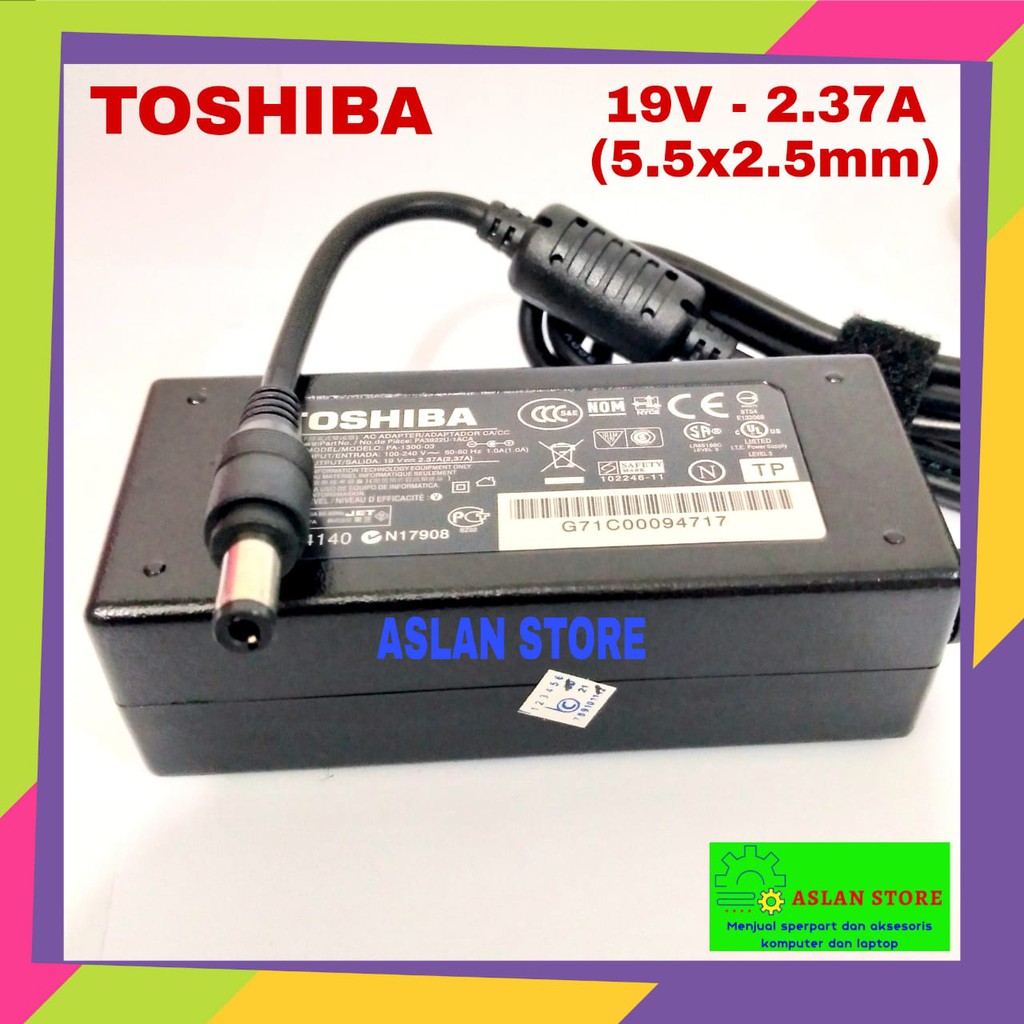 Adaptor Laptop ORIGINAL Toshiba 19V 2.37A 45W NB500 NB520