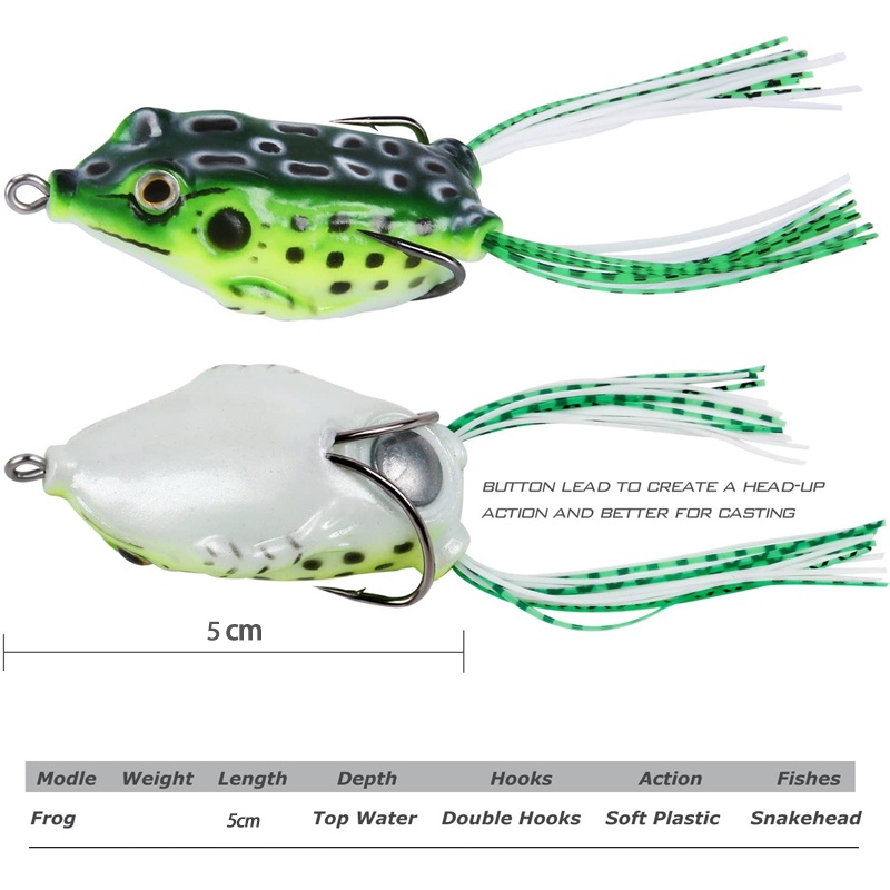 1Pcs 8g/5cm Soft Umpan Pancing Frog Fishing Lure Swimbait dengan Kail Ganda Bentuk Kodok Buatan