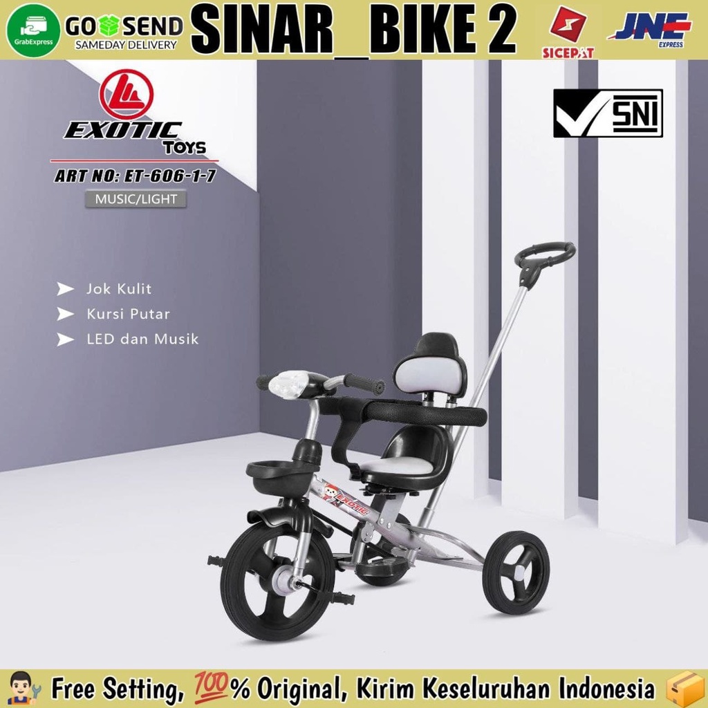 Sepeda Roda Tiga EXOTIC ET 606-1-7 Kursi Putar Ban Karet Tricycle Anak