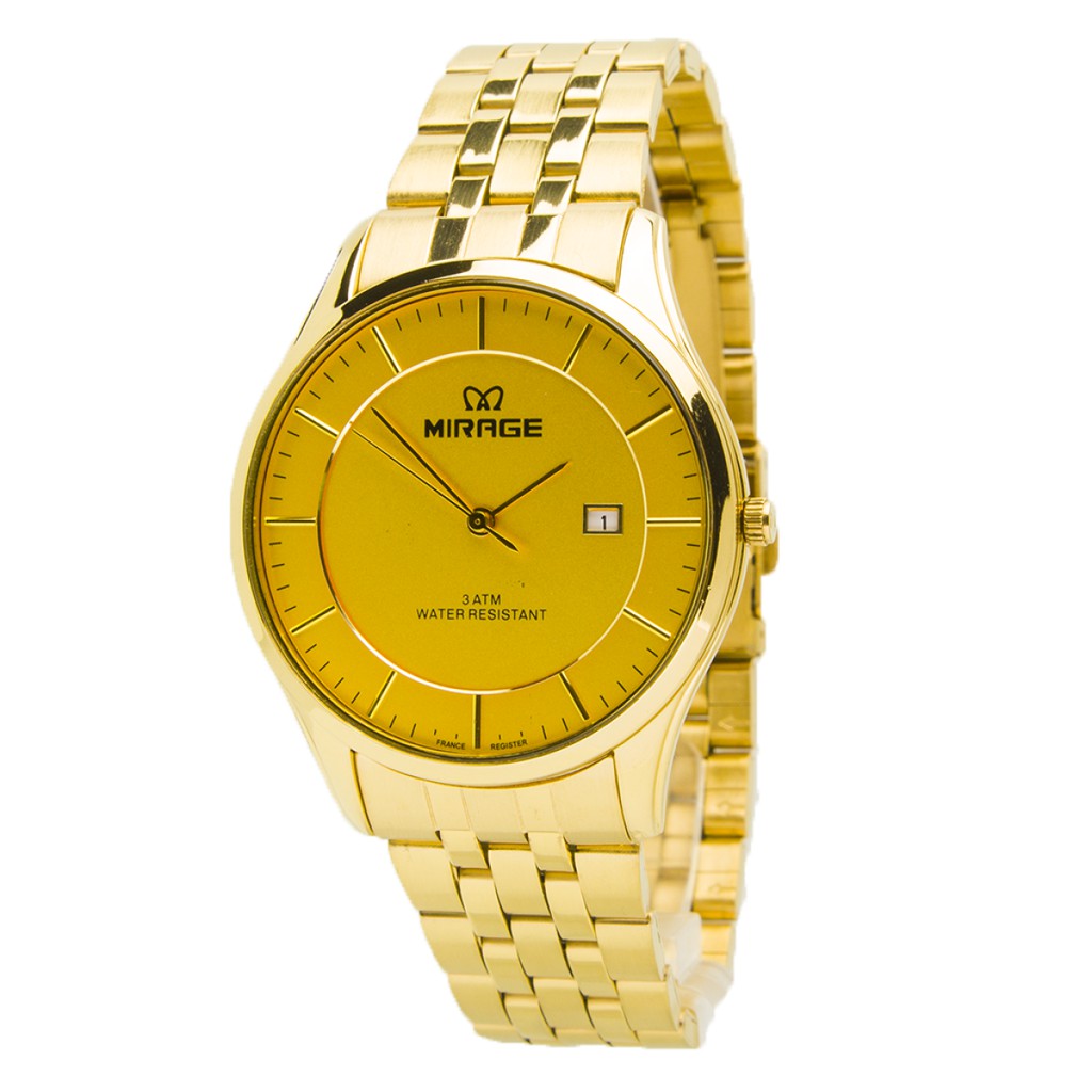 Jam Tangan Pria Mirage Original 8544 Gold Bergaransi Water Resistant 3 ATM