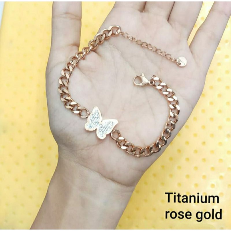 Impor Bestseller Gelang Sabuk kupu-kupu Gelang Rantai Padat Kupu-kupu gold Rosegold silver Antikarat