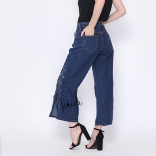 Nanida Celana  boyfriend  Jeans kulot tali samping Wanita 