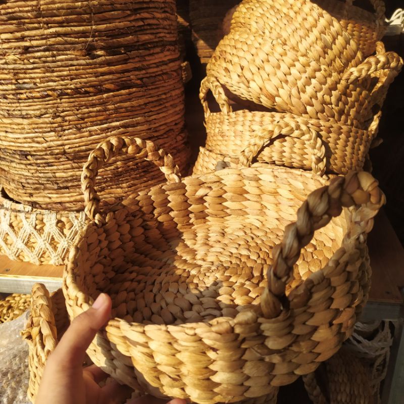 Keranjang Tray Enceng Gondok Kepang / Water Hyacint Storage / Nampan Enceng Gondok