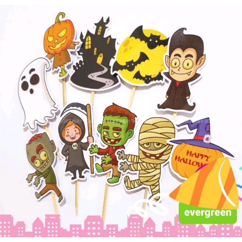 Topper Halloween Topper Cake Hiasan Kue ulang tahun Halloween Hantu