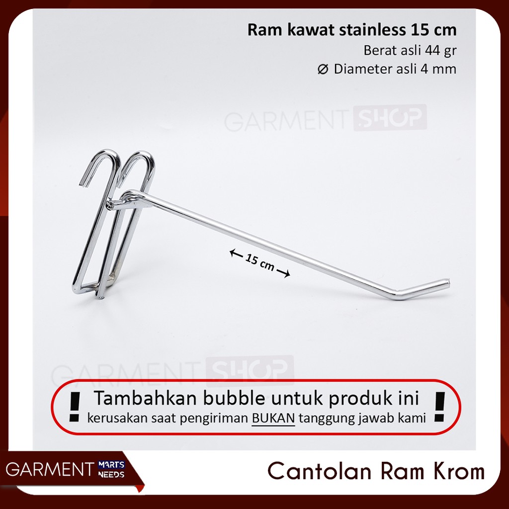 Ram Kawat Stainless Chrome 15 cm