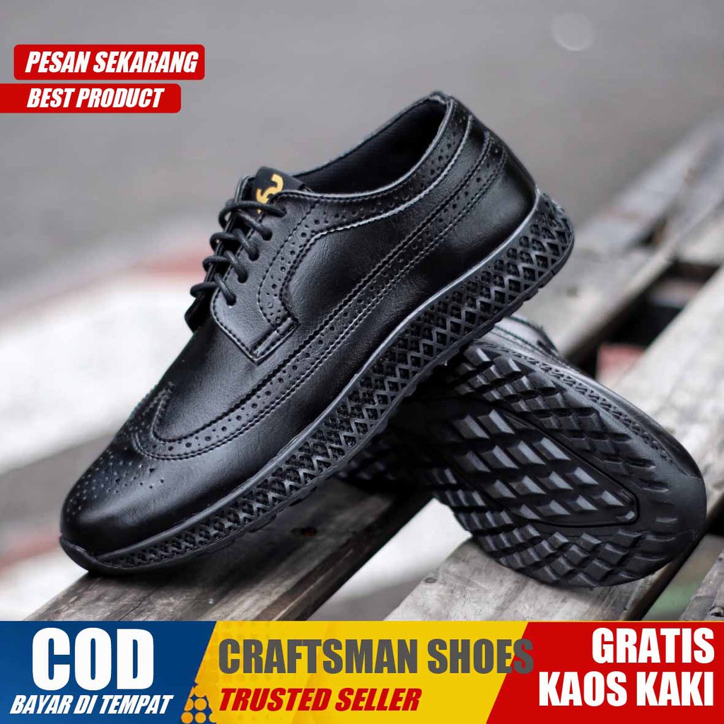 CRAFST X WINGTIF Sepatu Casual Pria Sepatu Kasual Pria Kulit Pu Kerja Kantor Sepatu Pria Casual Original Sepatu Semi Formal Kuliah Kondangan Gaya Keren Kekinian Terbaru Murah Terlaris