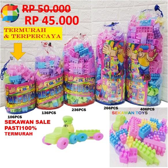 [ONGKIR 1 KG] ( ISI 106 PCS )  Mainan Edukasi Anak Blok Bongkar Pasang/ Mainan Mr Block Puzzle