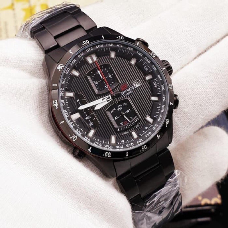 JAM TANGAN PRIA CASIO EDIFICE EQW-A1110DC-1A EQW-A1110 BLACK STEEL PRIGINAL GARANSI RESMI m