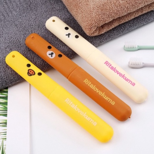 Tempat Sikat Gigi Rilakuma Kotak Penyimpanan Sikat Gigi Travel Motif Rilakuma/Kotak sikat gigi karakter tempat simpan sikat gigi kotak penyimpana/Tempat penyimpanan sikat gigi travelling motif lucu pratis multifungsin travel toothbrush box