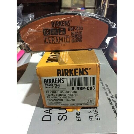 Brake pad kampas rem Depan Nissan Xtrail Serena C24 B-NBP-M03 Birkens