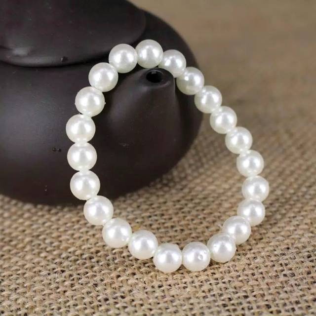 Gelang Mutiara Elastis 8mm Beads Pearl Korean Bracelet Handmade