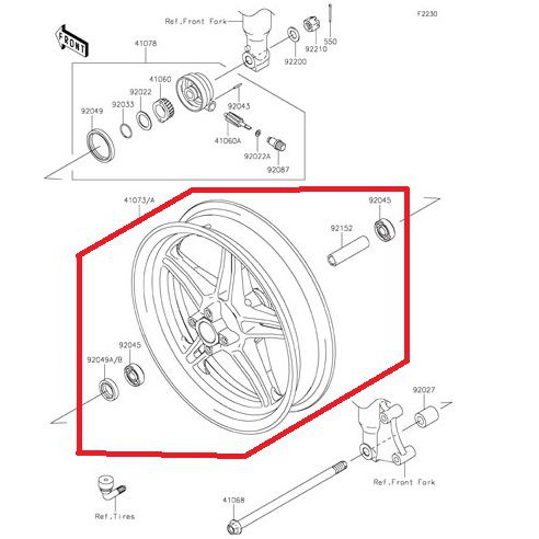 Velg Depan Kawasaki KSR 110 Original Ready Stock