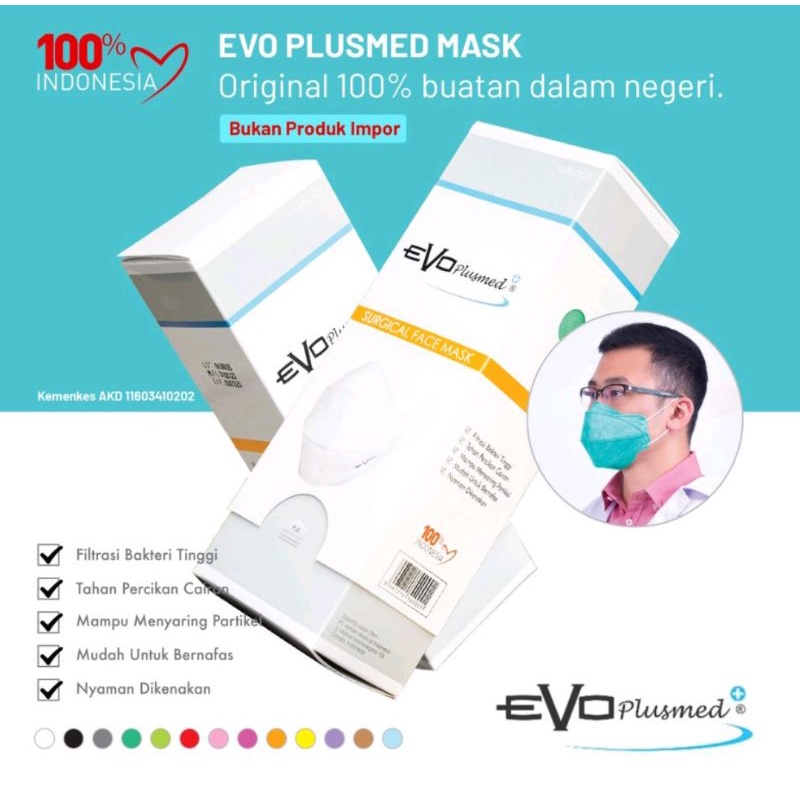 EVO Plusmed 5 Ply Surgical Face Mask Masker Kesehatan