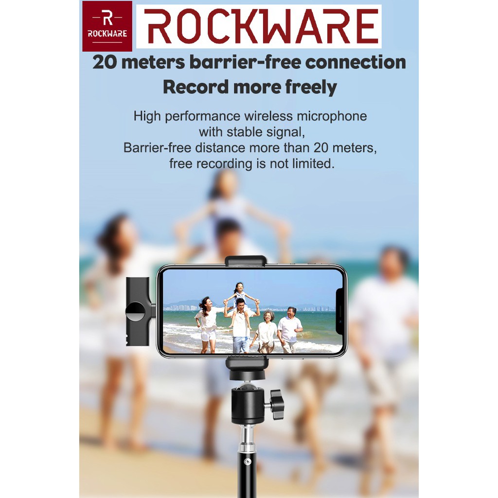 ROCKWARE Wireless Clip-On Mini Portable Lavalier Microphone - Type-C