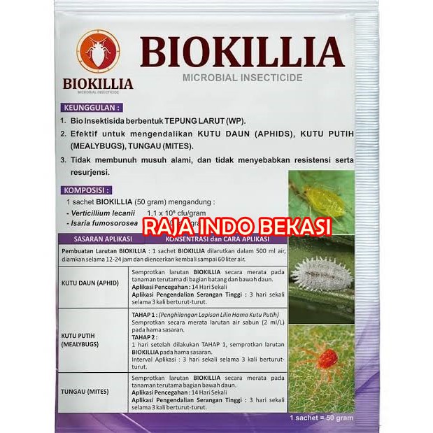 Organik Biokillia 50 Gr Gram Insek Microbial Insektisida Nabati Tungau Kutu Daun Kutu Putih