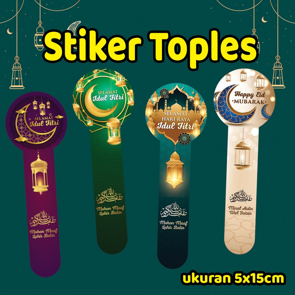 

STIKER TOPLES KUE KERING/IDUL FITRI / LEBARAN 5X15CM (ISI 18PCS)