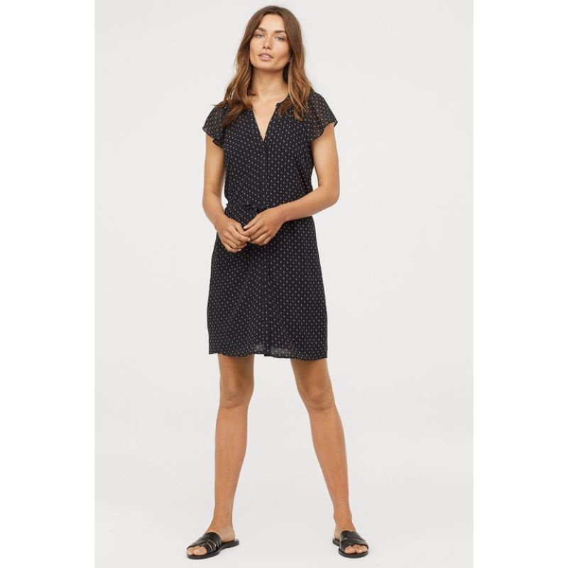 HnM dress v neck black dot
