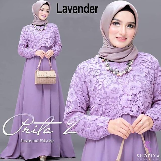 (PROMO)SET SYAR'I BRUKAT PRITA MEW MAROON 4 WARNA LAINNYA SETELAH HAJI UMROH GAMIS SYARI BRUKAT.-LAVENDER