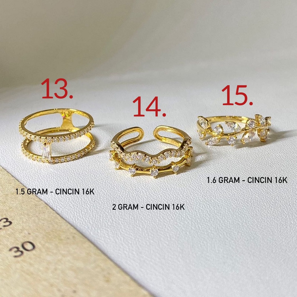 Cincin anak dan dewasa emas asli kadar 700 70 16k pita arrow ribbon korean yunani aesthetic lebar 2 baris ringan 1 2 satu dua gram gr g permata terbaru