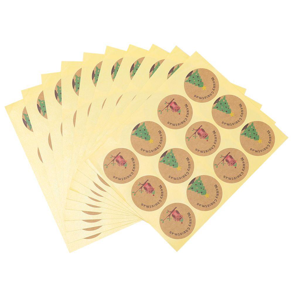 Populer 60 /120Pcs Stiker Natal Hadiah Handmade Kreatif Baking Paket Kertas Kue Dekorasi DIY Desain Kemasan Segel