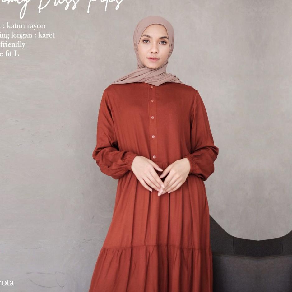 Miliki Terlaris Gamis Polos Tsafara Bahan Katun Rayon  - Gamis Wanita Remaja Yang Adem Hitam Putih B