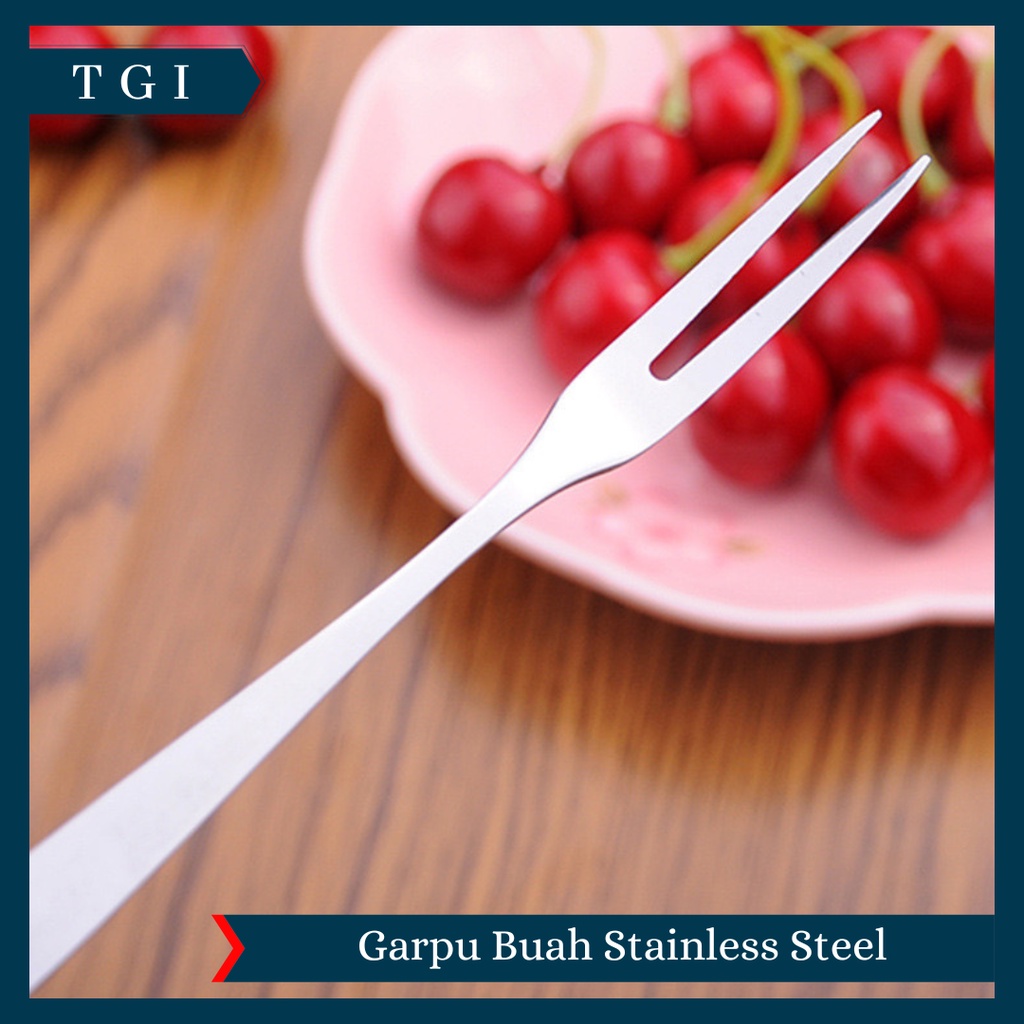 TGI - GARPU KUE BUAH BENTUK MINI STAINLESS STEEL DUA TUSUKAN | GARPU BUAH STAINLESS STEEL KECILl MINI ALAT TUSUKAN MAKAN KUE FRUIT FORK MURAH SERBAGUNA