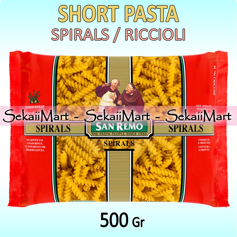 

SAN REMO Spirals 16 Pasta 500g - SANREMO Pasta Gandum Model Ulir Spiral - Semolina Wheat