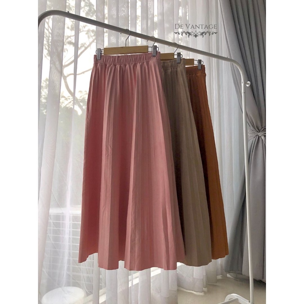 Rok Plisket Suede / Rok Polos Panjang / Pleated Suede Skirt