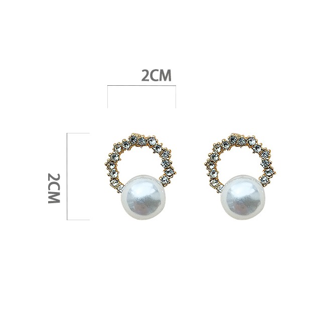 LRC Anting Tusuk Fashion Main Color S925 Silver Needle Circle Imitation Pearl Full Diamon F75353