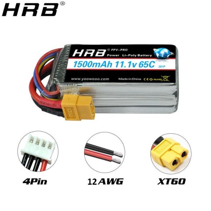 Lipo baterai battery Lipo HRB 11.1V 3S 1500mah 65C Drone Pesawat RC