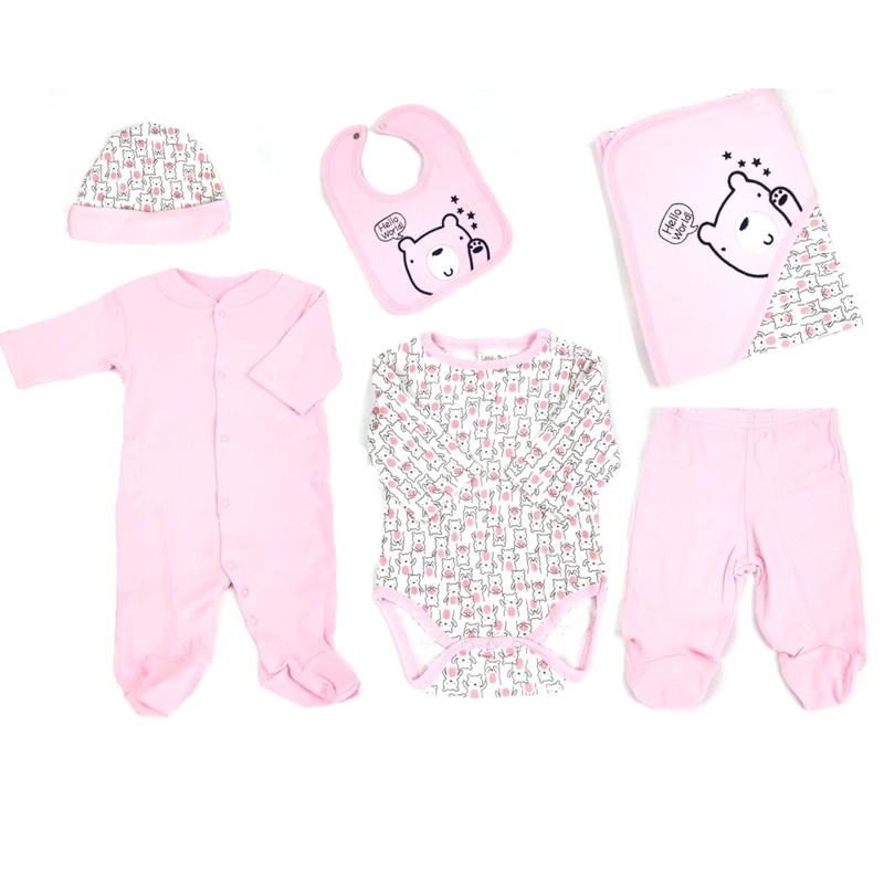 BABY K2 - Blanket hoodie + bodyset total 6 pcs motif hello world