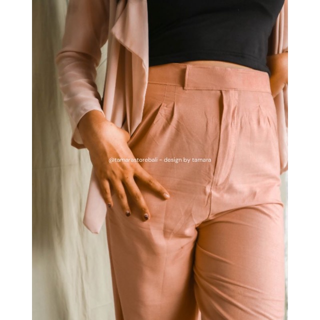 BASIC LONG KULOT HW RAYON PREMIUM CELANA DENGAN 2 KAIT KANCING DAN RESLETING HIGH WAIST