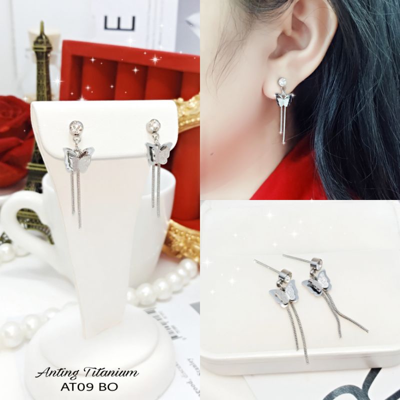 Anting Titanium Wanita/Anting Titanium Tusuk Kupu Kupu AT09-20-60 BO