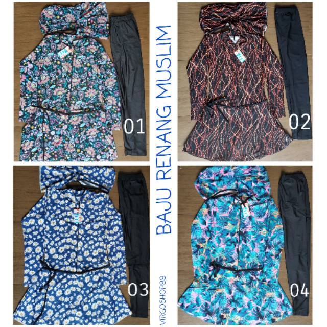 BAJU RENANG MUSLIM PANJANG CORAK  DEWASA WANITA