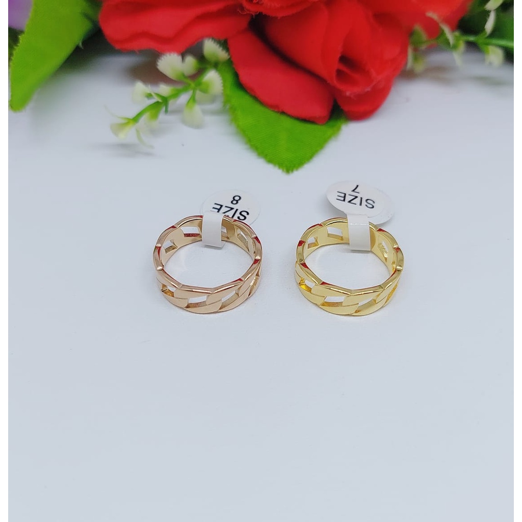 Cincin bulat polos perhiasan titanium A,B