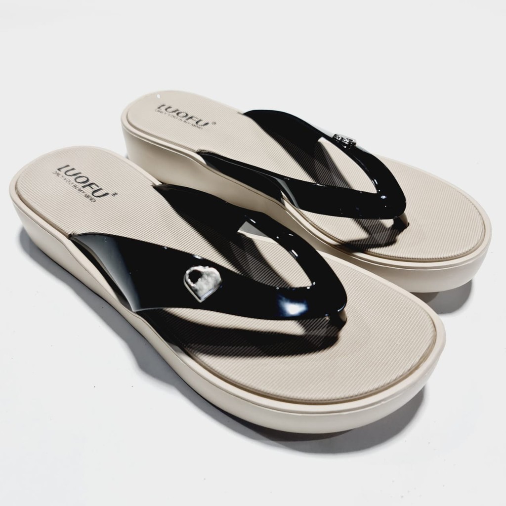 jelly sandal wanita jepit luofu karet import japit cewek E7158BW