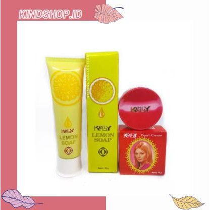 KINDSTORE❤ | Kelly Pearl Cream &amp; KELLY LEMON SOAP / Sabun &amp; Cream Foundation Wajah 5 GR/ 15 GR